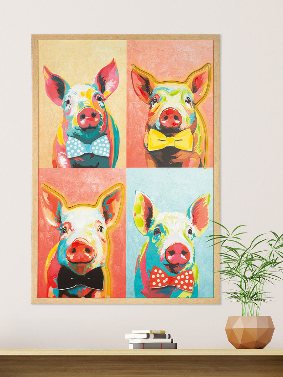 Oink LED varkensschilderij 93 cm