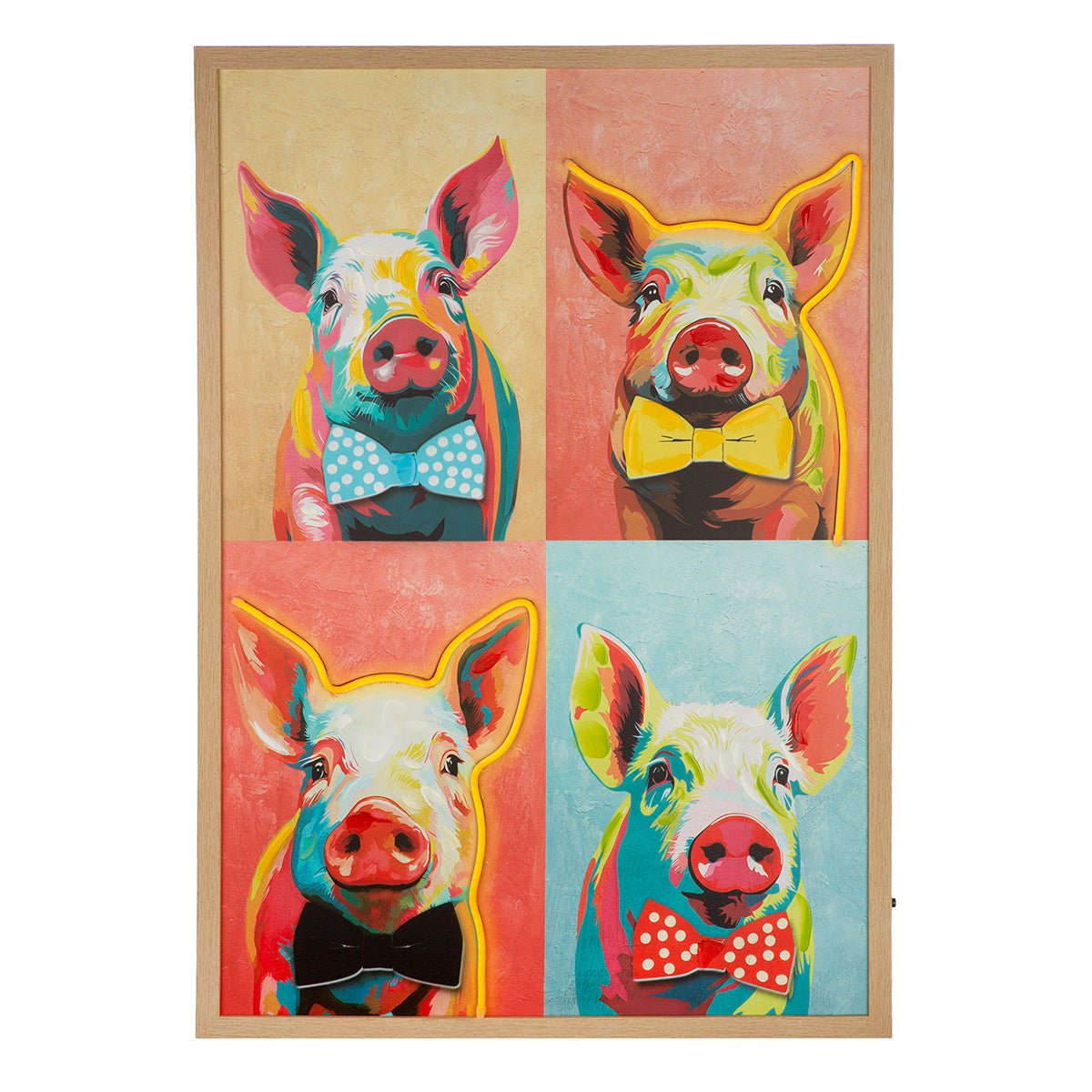 Oink LED varkensschilderij 93 cm