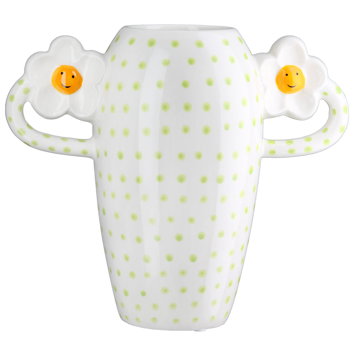 Daisy Ovale Oorvaas Wit Geel 19.5 cm