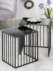 Straight Glazen Metalen Bijzettafel Set