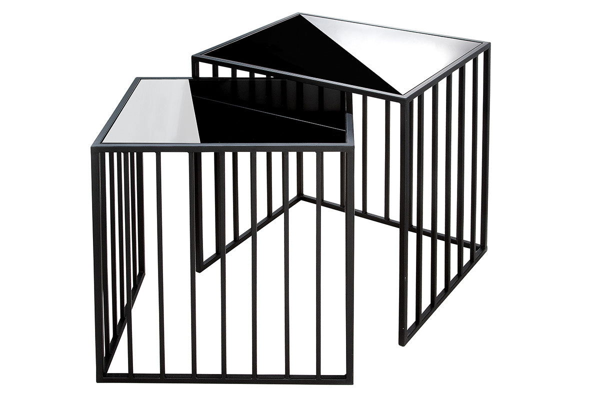 Straight Glazen Metalen Bijzettafel Set