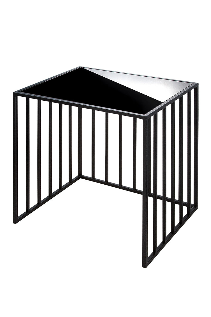 Straight Glazen Metalen Bijzettafel Set