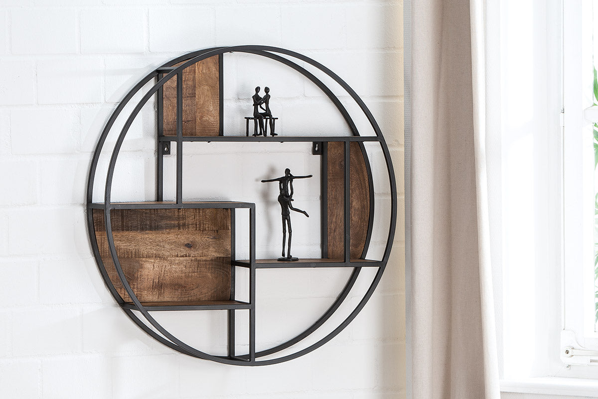 Ronde Metalen Wandplank Bruin