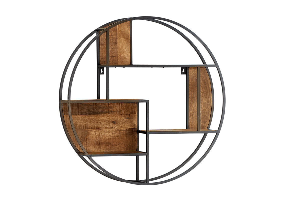 Ronde Metalen Wandplank Bruin