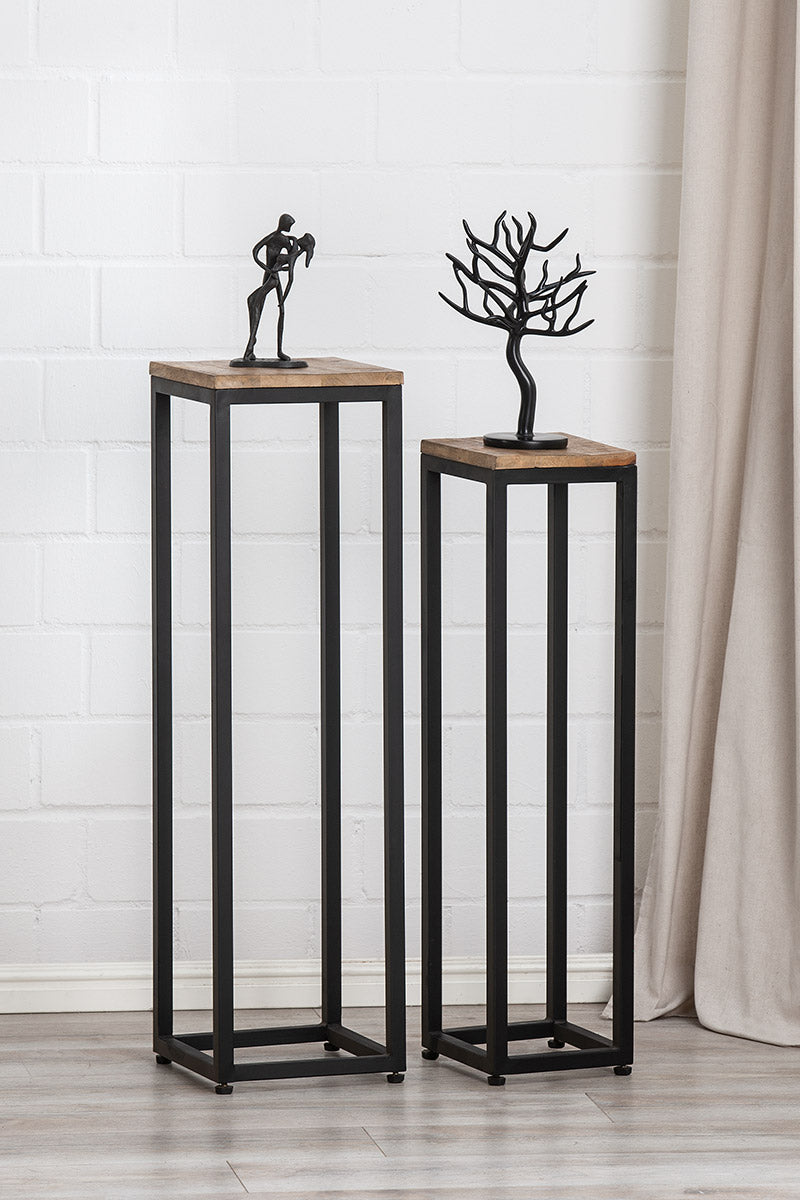 Vierkante metalen decoratiepilaar set