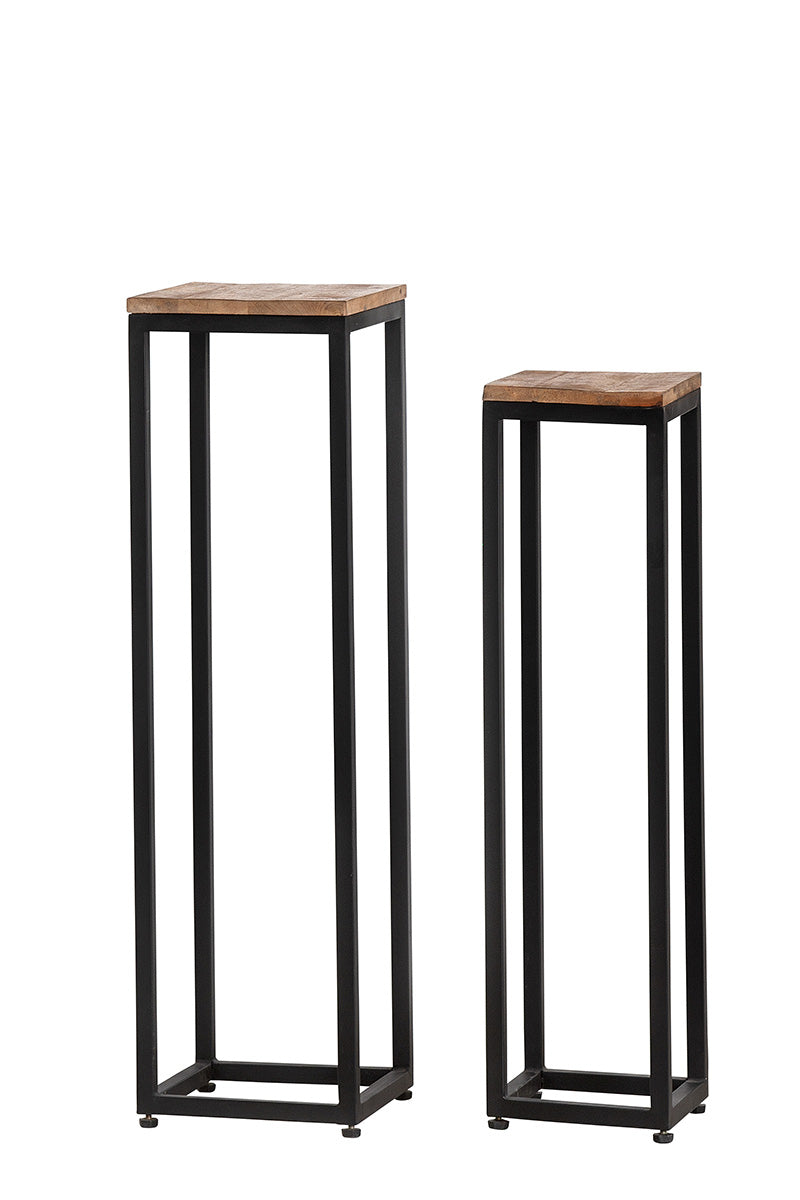 Vierkante metalen decoratiepilaar set