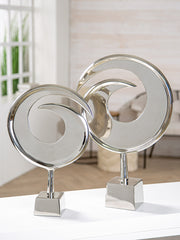 Swirl Ronde Aluminium Sculptuur Zilver