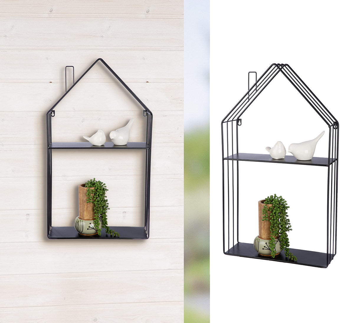 House Metalen Wandplank Zwart