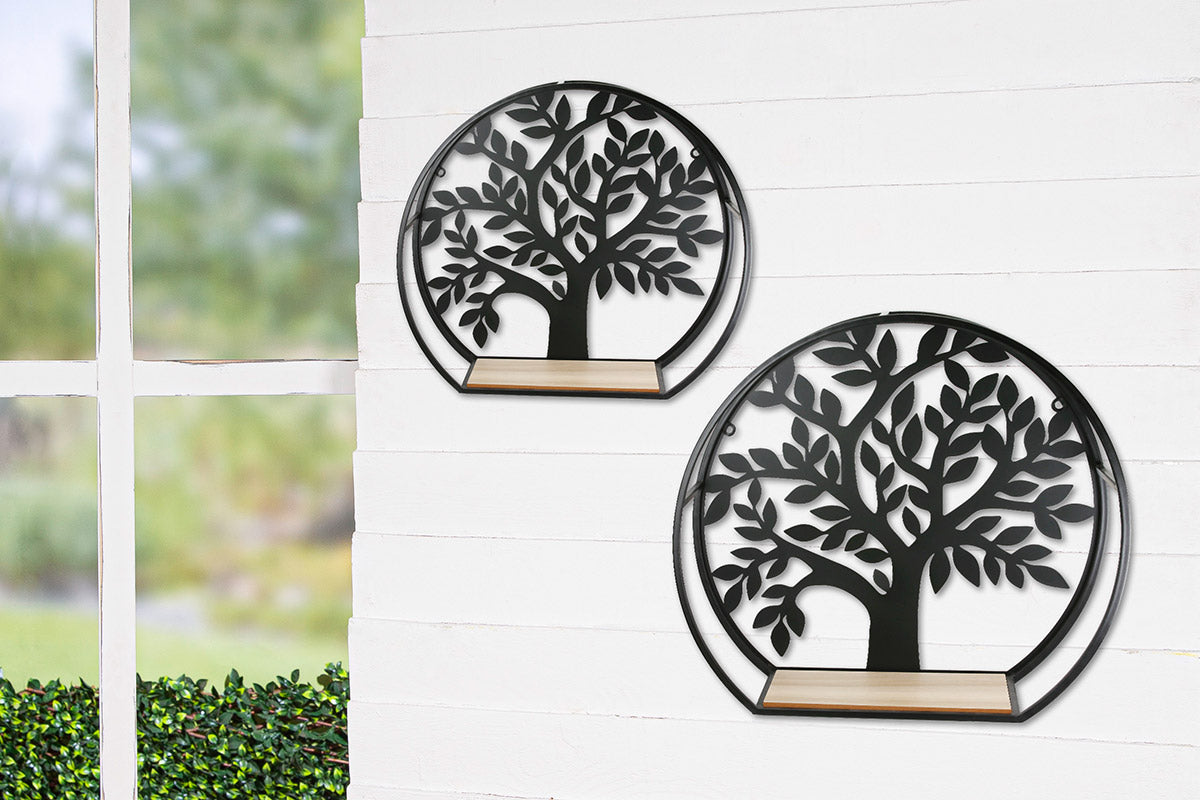 Lebensbaum Metalen Wandplanken Set
