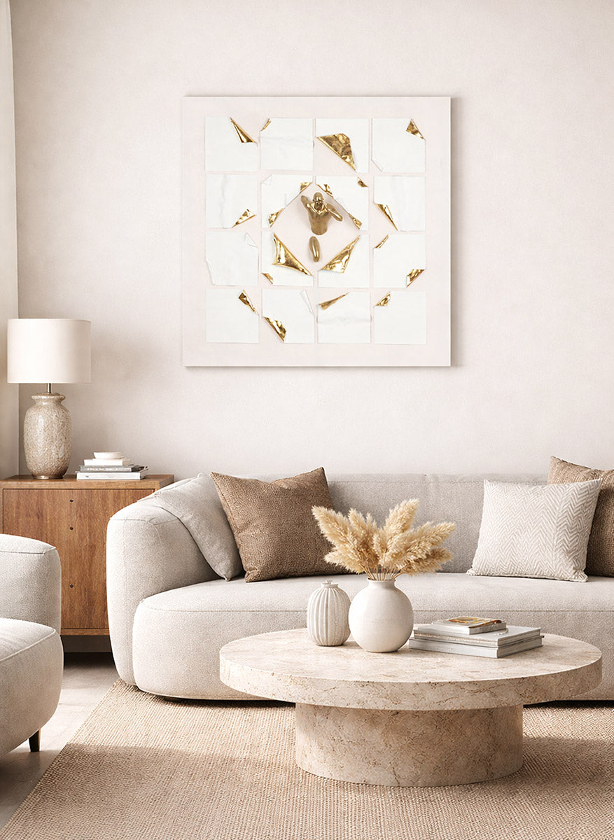 Run wit-goud schilderij 100 cm