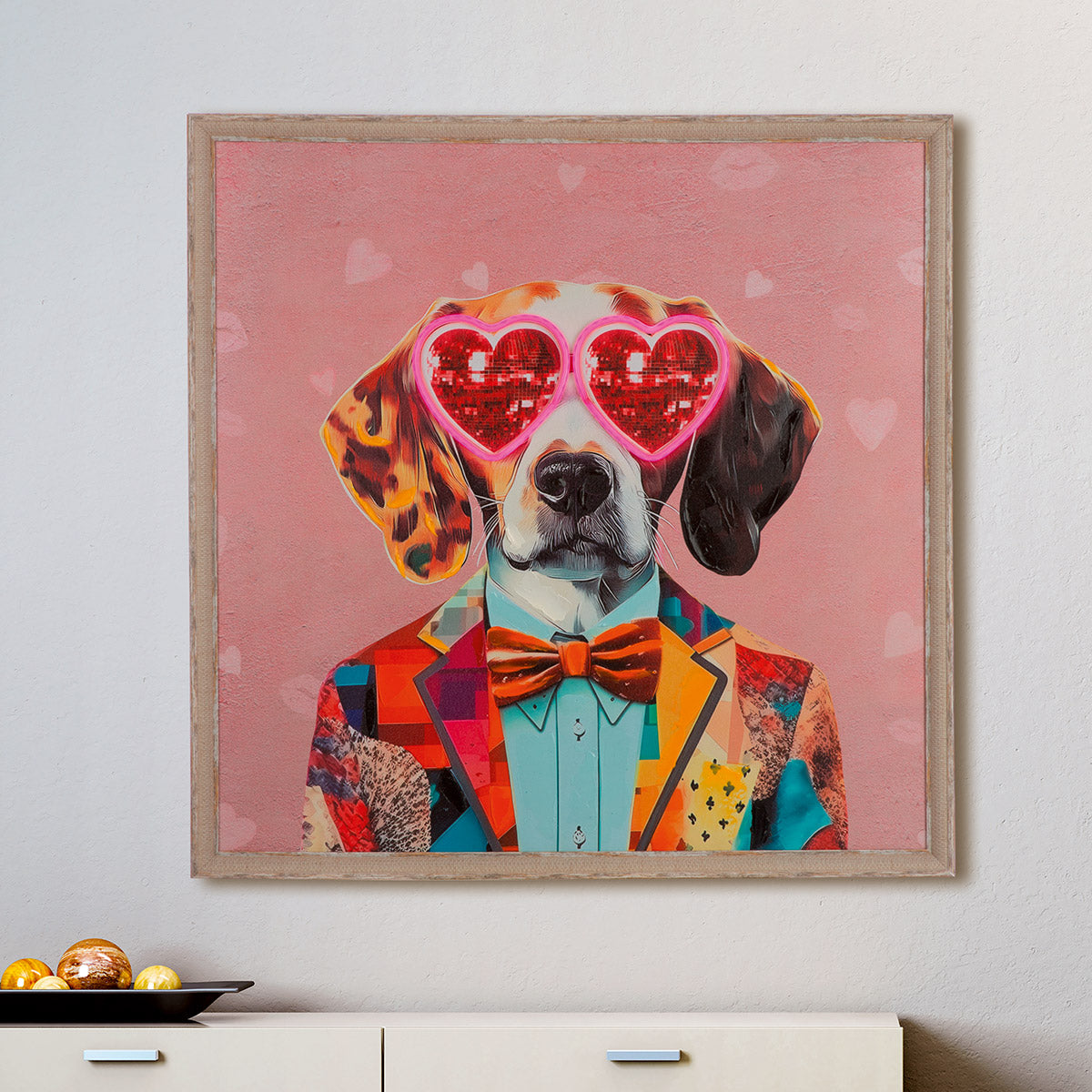 Dog Love LED hondenschilderij 64 cm