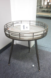 Loft Ronde Metalen Houten Bijzettafel