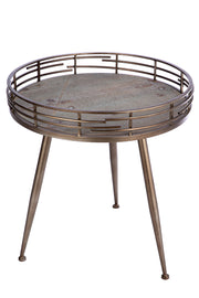 Loft Ronde Metalen Houten Bijzettafel