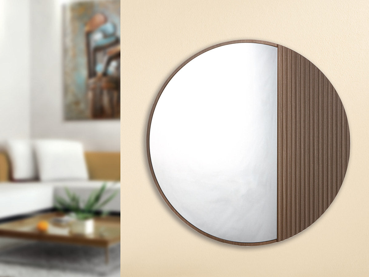 Living ronde spiegel bruin 70 cm