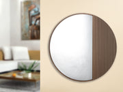 Living ronde spiegel bruin 70 cm