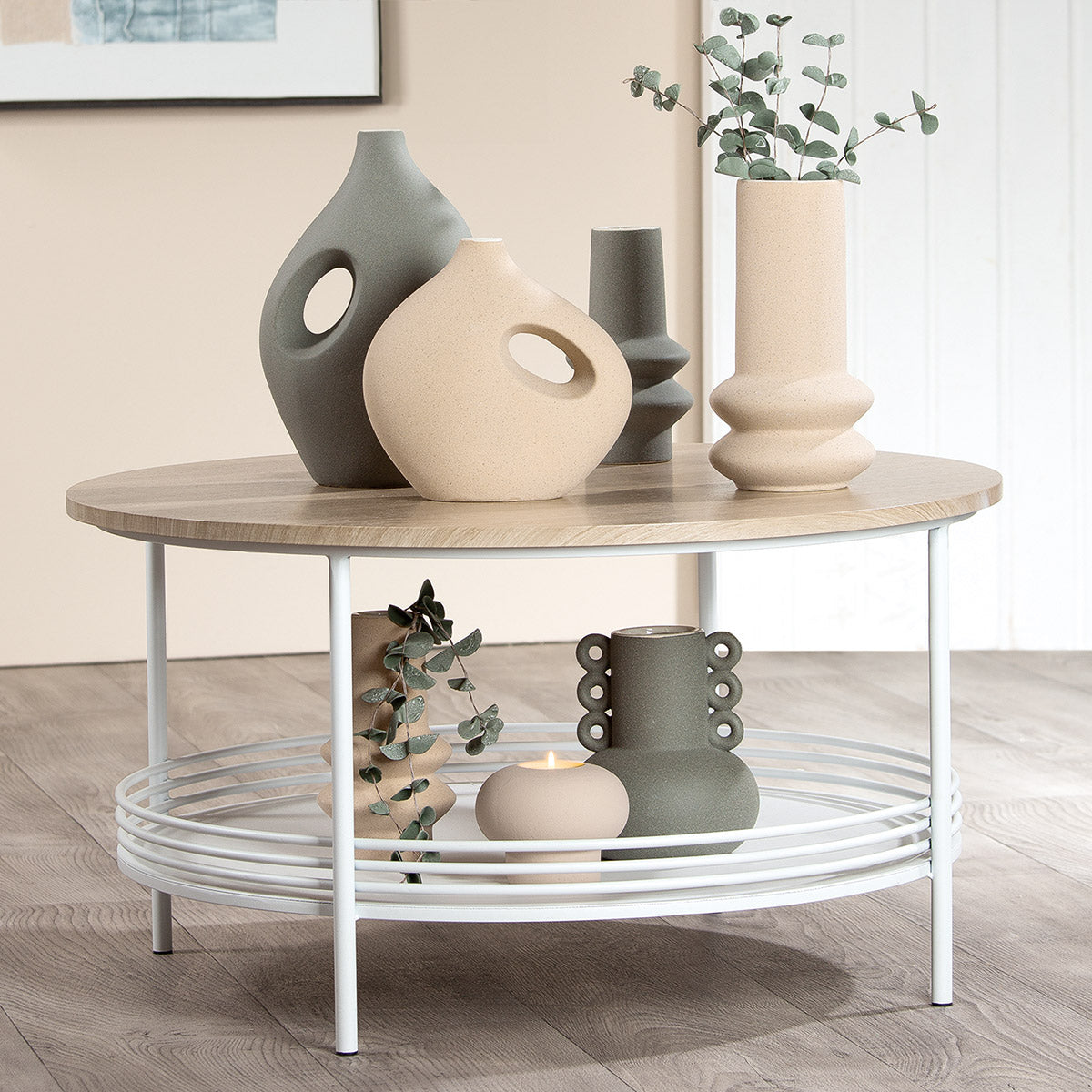 Living Grote Ronde Metalen Bijzettafel