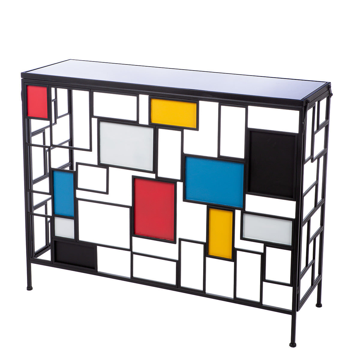 Mondrian glazen metalen dressoir