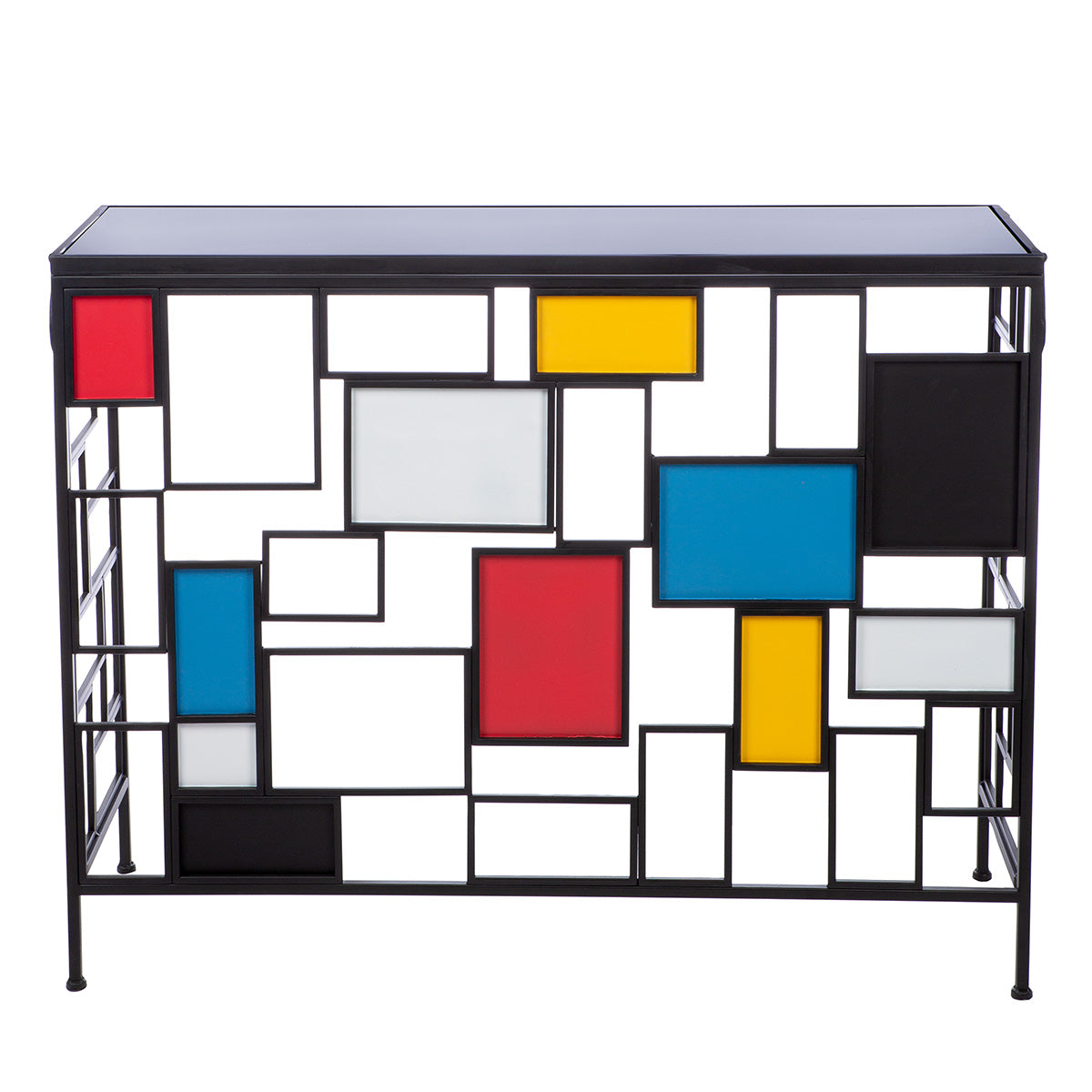 Mondrian glazen metalen dressoir