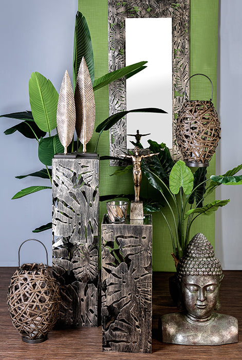 Flora glazen metalen pilaar brons