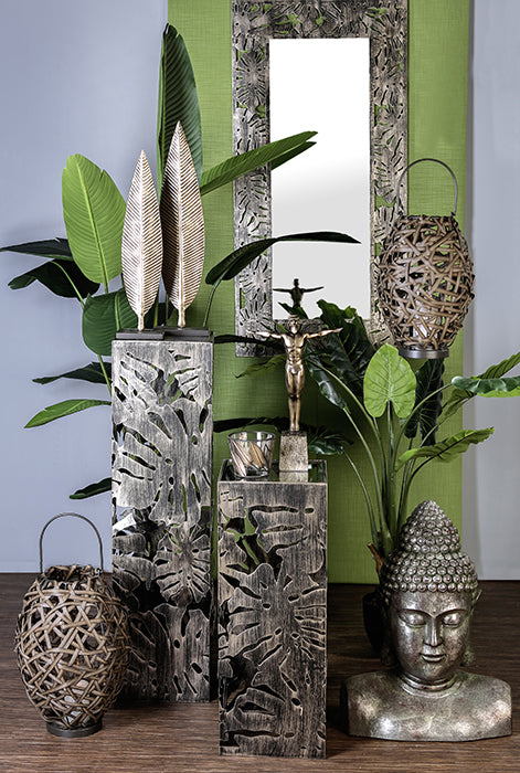 Flora glazen metalen pilaar brons