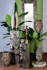 Flora glazen metalen pilaar 100 cm