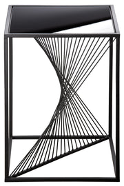 Ray Glazen Metalen Bijzettafel Zwart