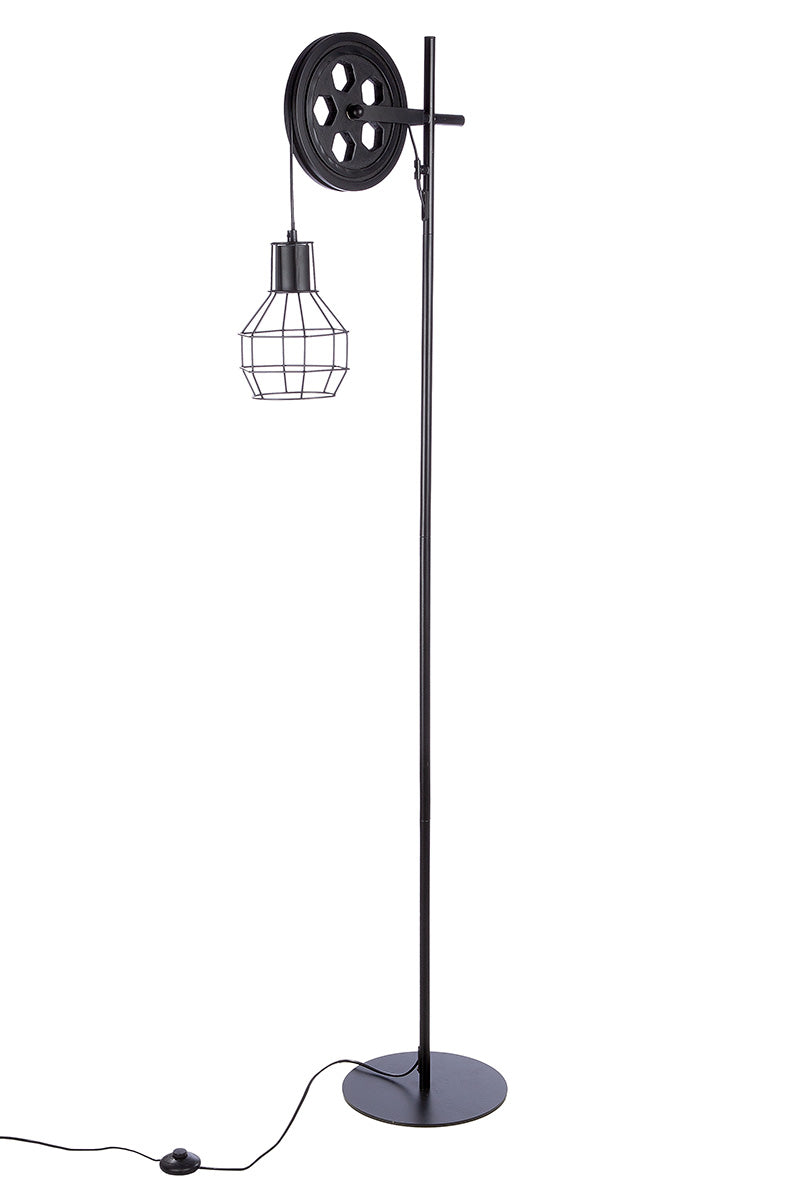 Cage vloerlamp zwart metaal 149cm