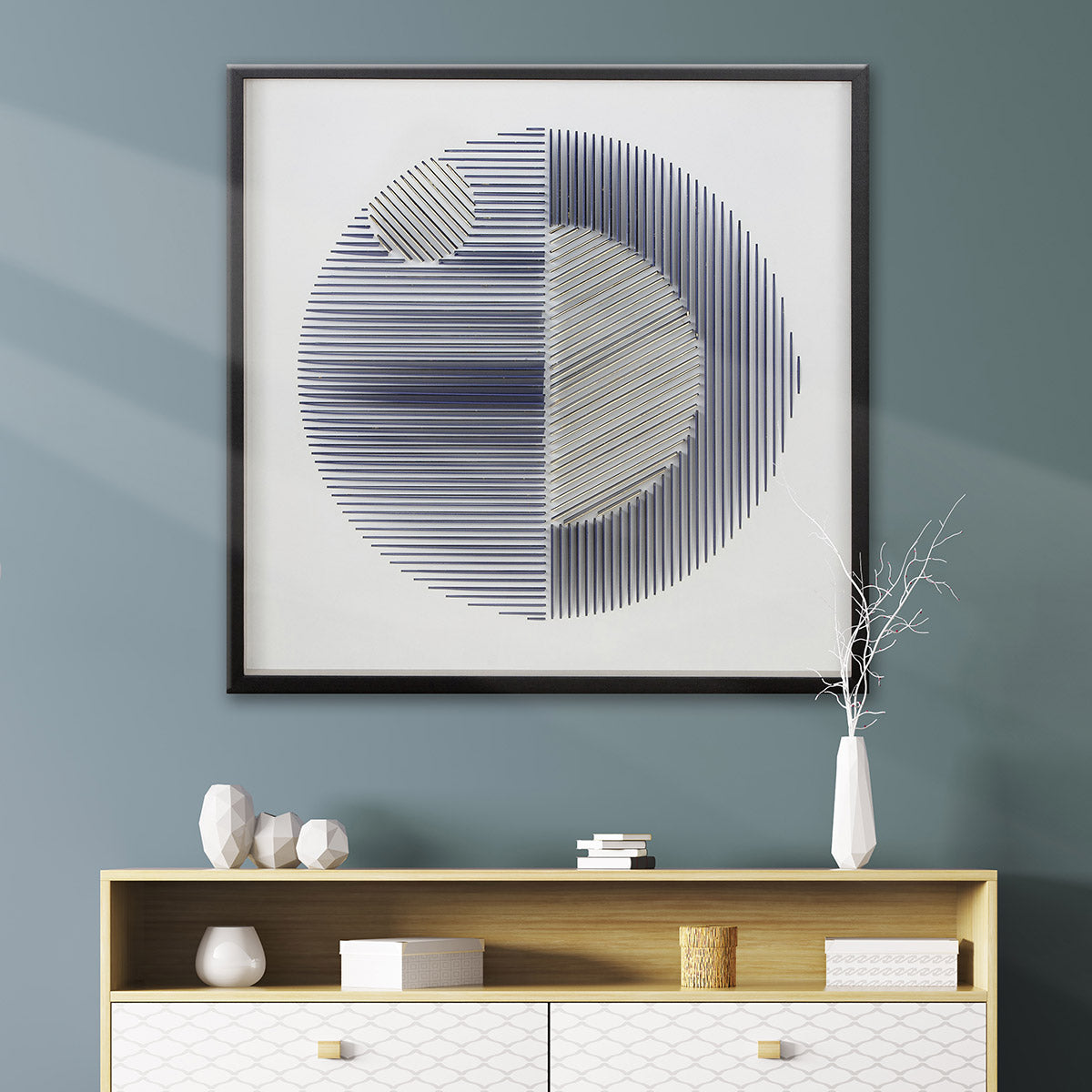 Blauw 3D schilderij Memphis 90 cm