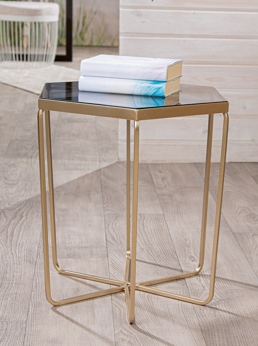 Glamour Metalen Bijzettafel Champagne