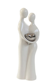 Paar Figuur Hart Wit Keramiek