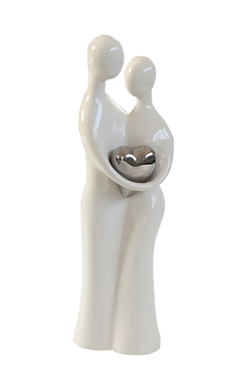 Paar Figuur Hart Wit Keramiek