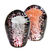 Glazen Paperweight Qualle Zwart Rood Wit