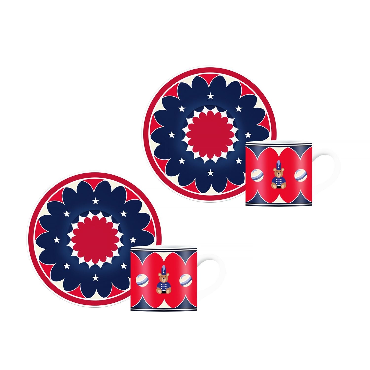 Bialetti Joyful Christmas Set of 2 Espresso Cups and Saucers