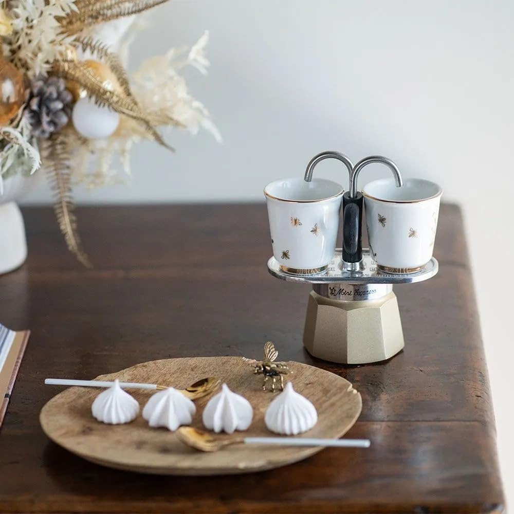 Bialetti Set 2 kopjes Incl. schoteltjes puur goud