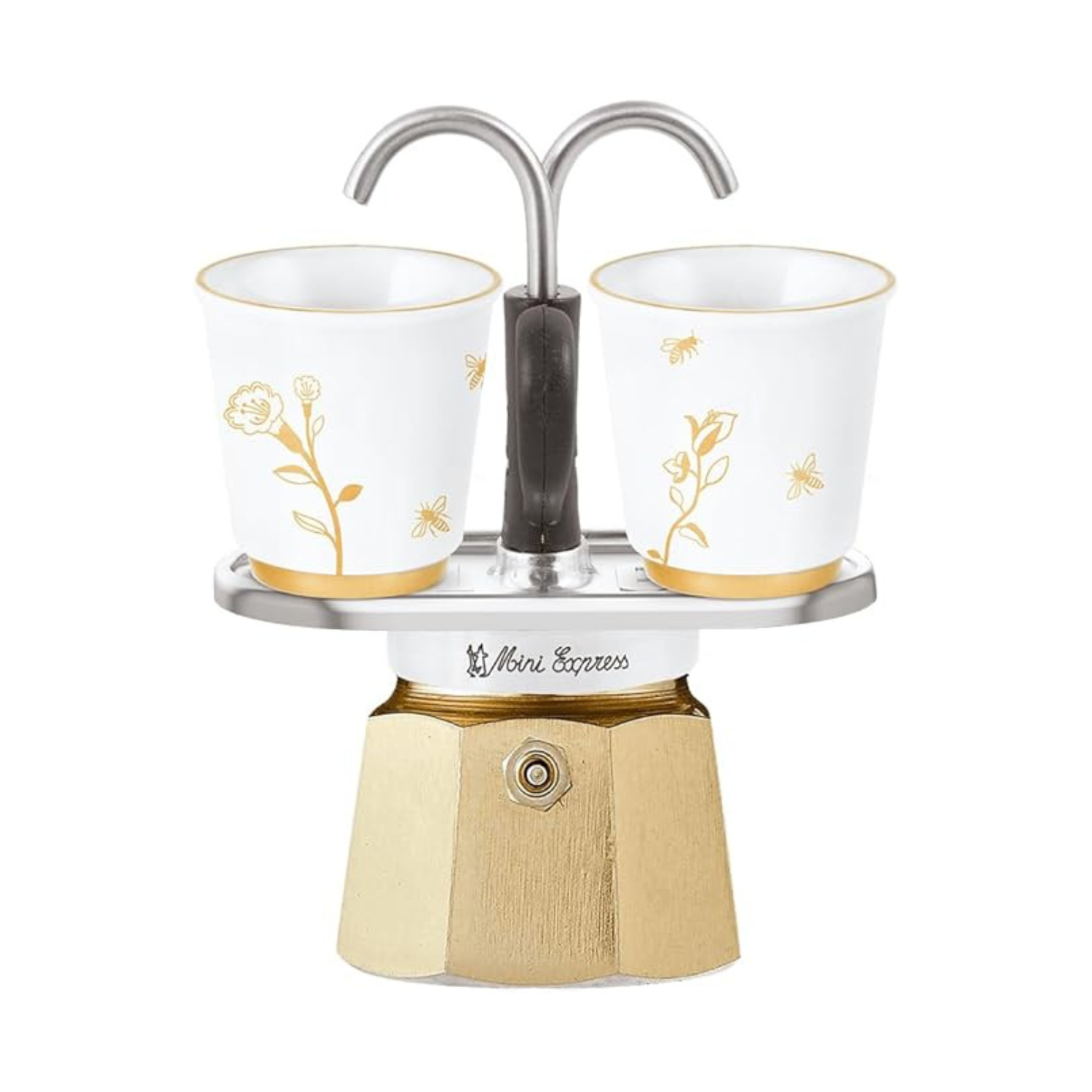 Bialetti Set 2 kopjes Incl. schoteltjes puur goud