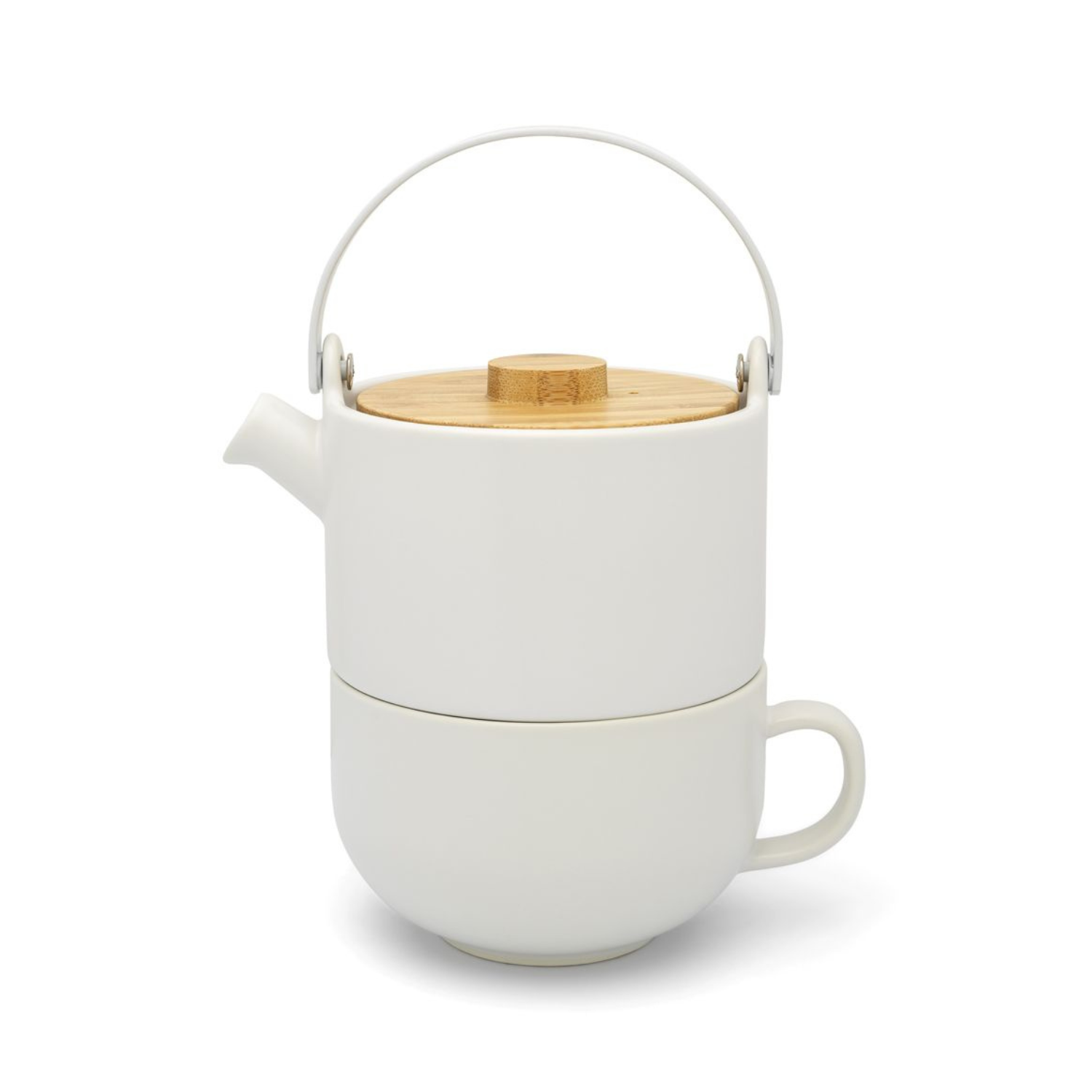 Bredemeijer Tea-for-one Umea white with Bamboo lid