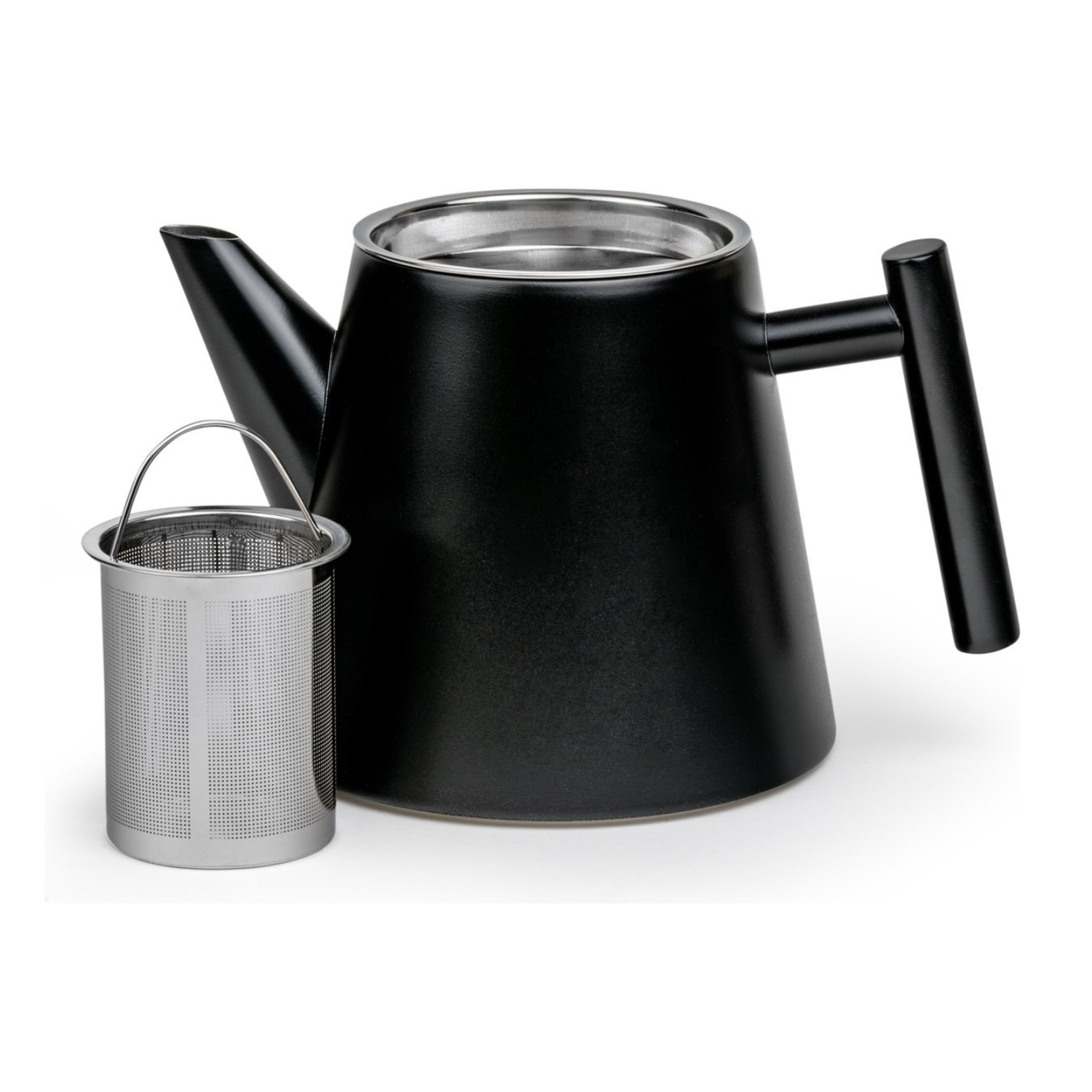 Leopold Vienna Theepot Oslo dubbelwandig 1 L RVS mat zwart inclusief theezeef